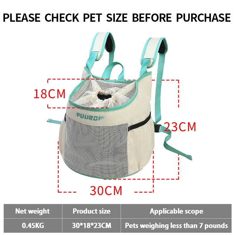 PUUROF Chest double shoulder cat bag out portable kitten travel light out cat bag backpack light breathable large capacity