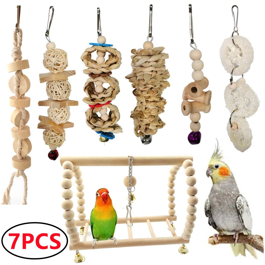 Fun Set for Your Parrot – Swing, Hammock, and Perch with Bell!