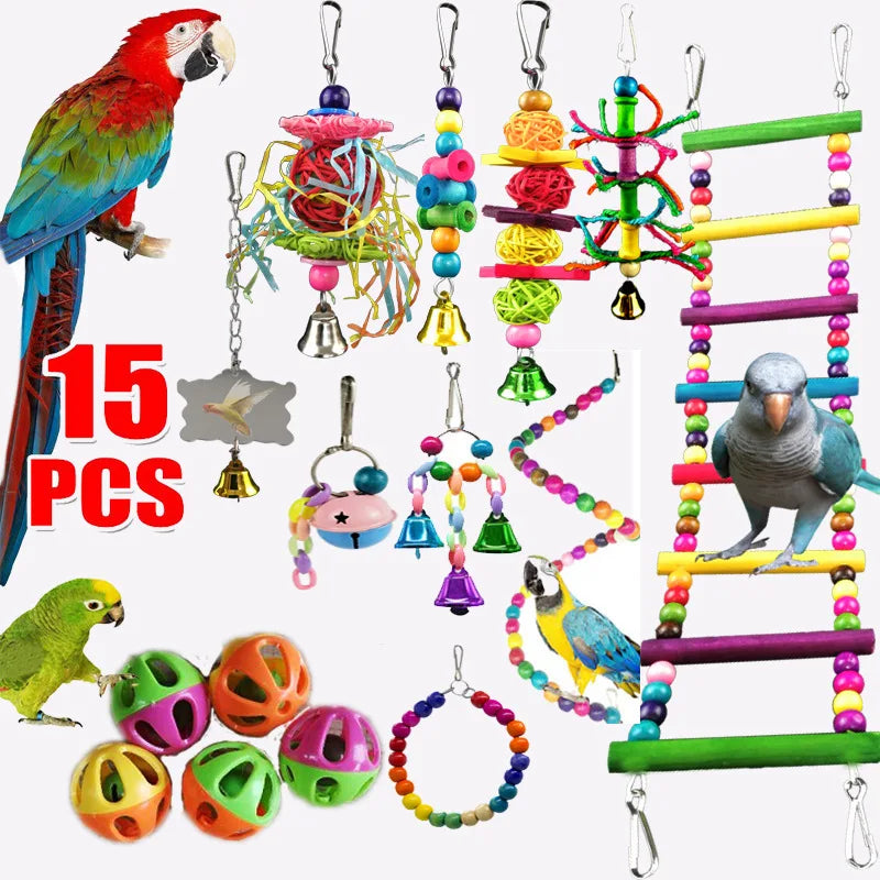 Fun Set for Your Parrot – Swing, Hammock, and Perch with Bell!