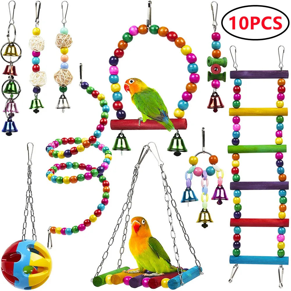 Fun Set for Your Parrot – Swing, Hammock, and Perch with Bell!