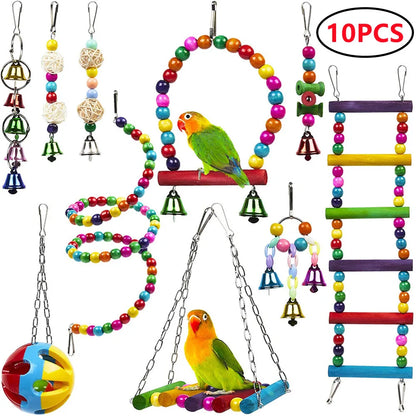 Fun Set for Your Parrot – Swing, Hammock, and Perch with Bell!