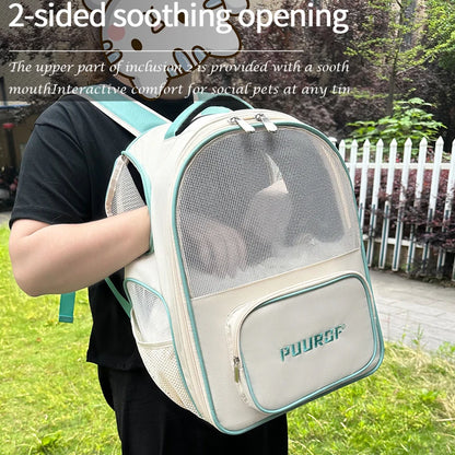 PUUROF Chest double shoulder cat bag out portable kitten travel light out cat bag backpack light breathable large capacity