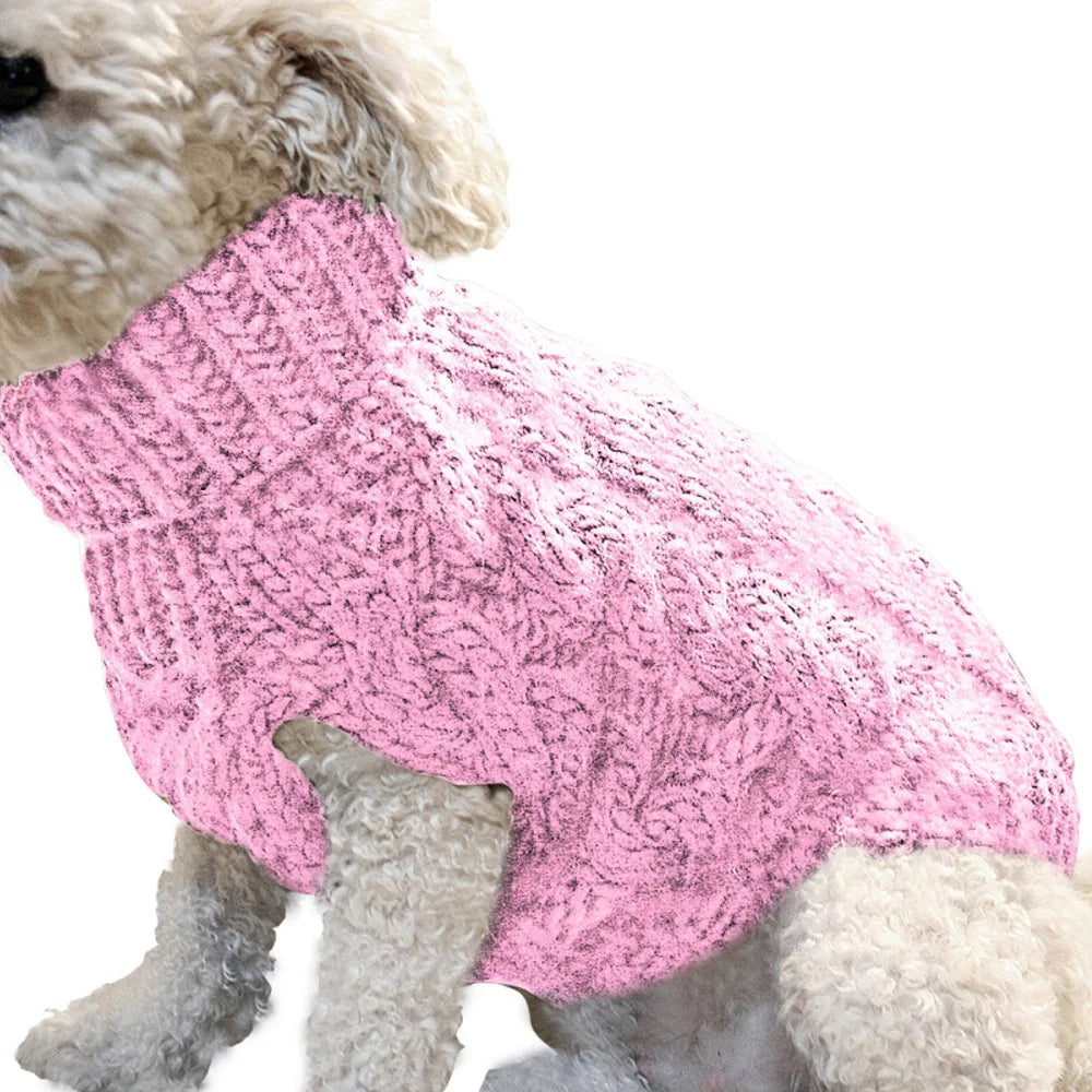 New Pet Small Pet Dog Clothes Sweater Fashion Autumn Winter Solid Fried Dough Twists Knitting Warm Comfort Clothing