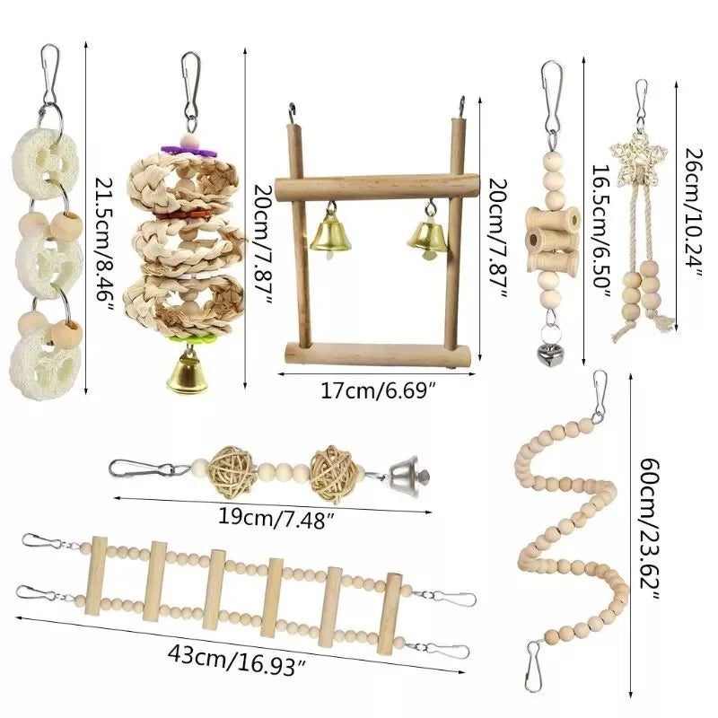 Fun Set for Your Parrot – Swing, Hammock, and Perch with Bell!