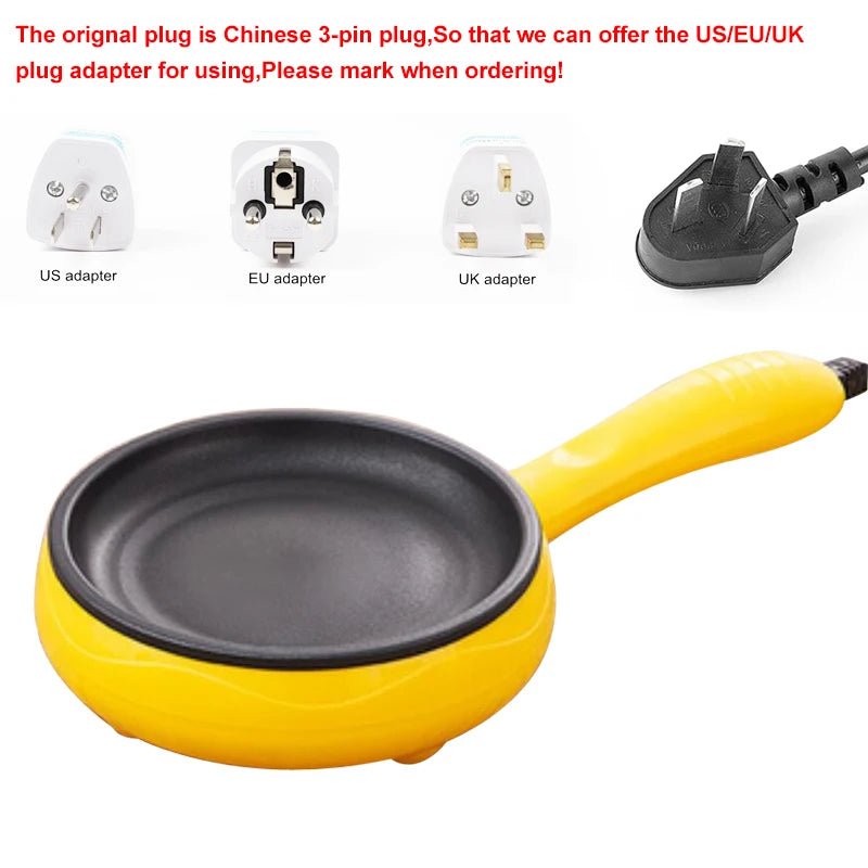 Multifunctional Mini Electric Egg Omelette Cooker Eggs Boiler Food Steamer Breakfast Pancake Fried Steak Non-stick Frying Pan EU