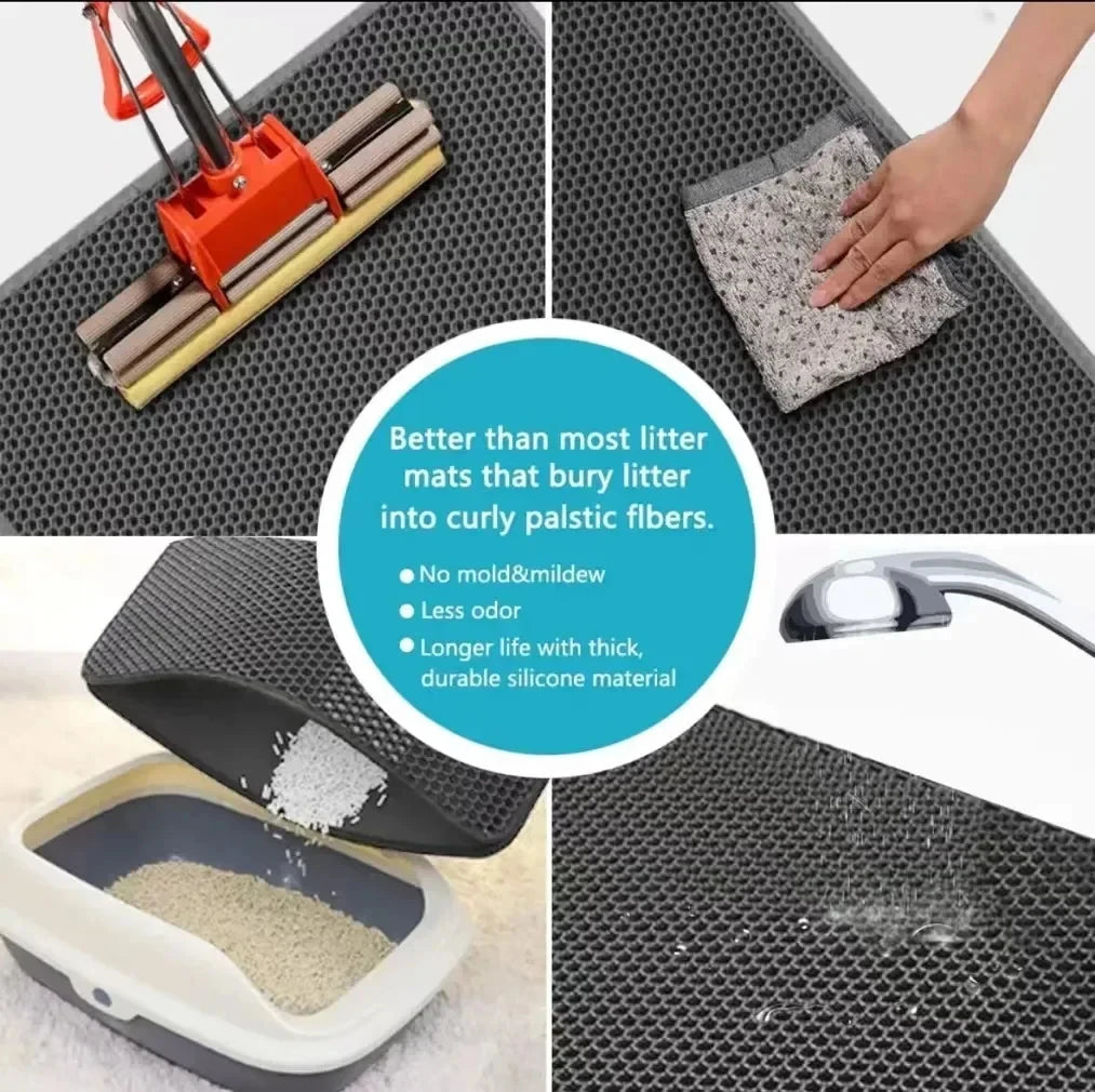 Double-Layer Waterproof Cat Litter Mat – Clean Paws, Clean Home!