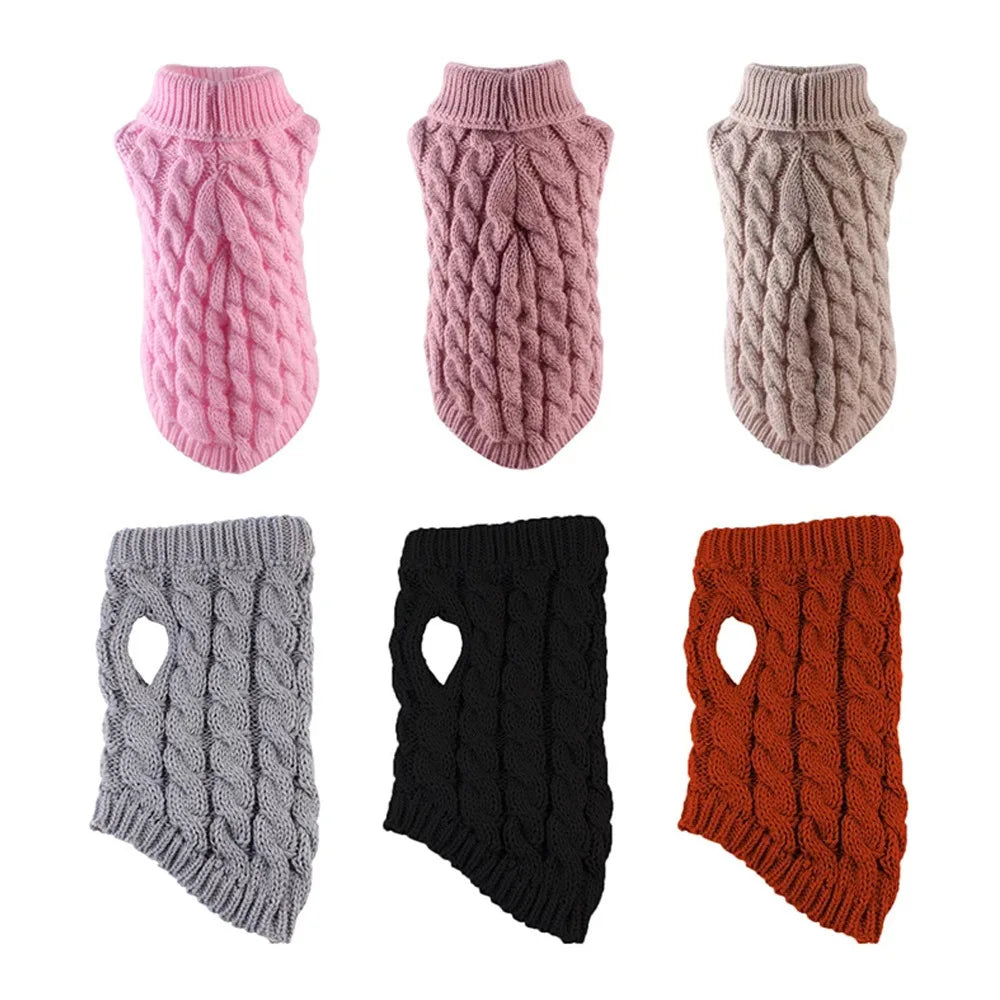 New Pet Small Pet Dog Clothes Sweater Fashion Autumn Winter Solid Fried Dough Twists Knitting Warm Comfort Clothing